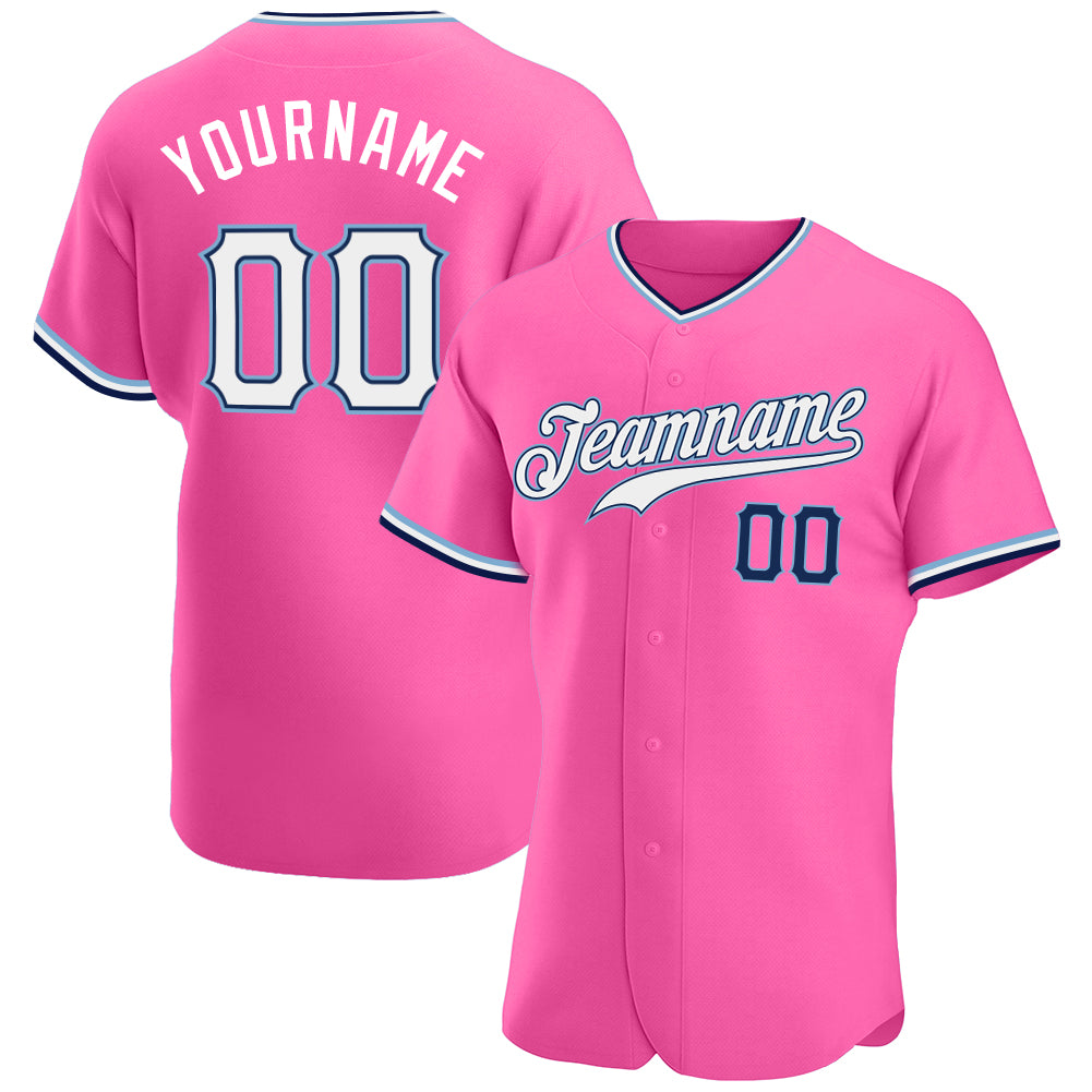 Cheap Custom Light Blue Pink-White Authentic Baseball Jersey Free Shipping  – CustomJerseysPro