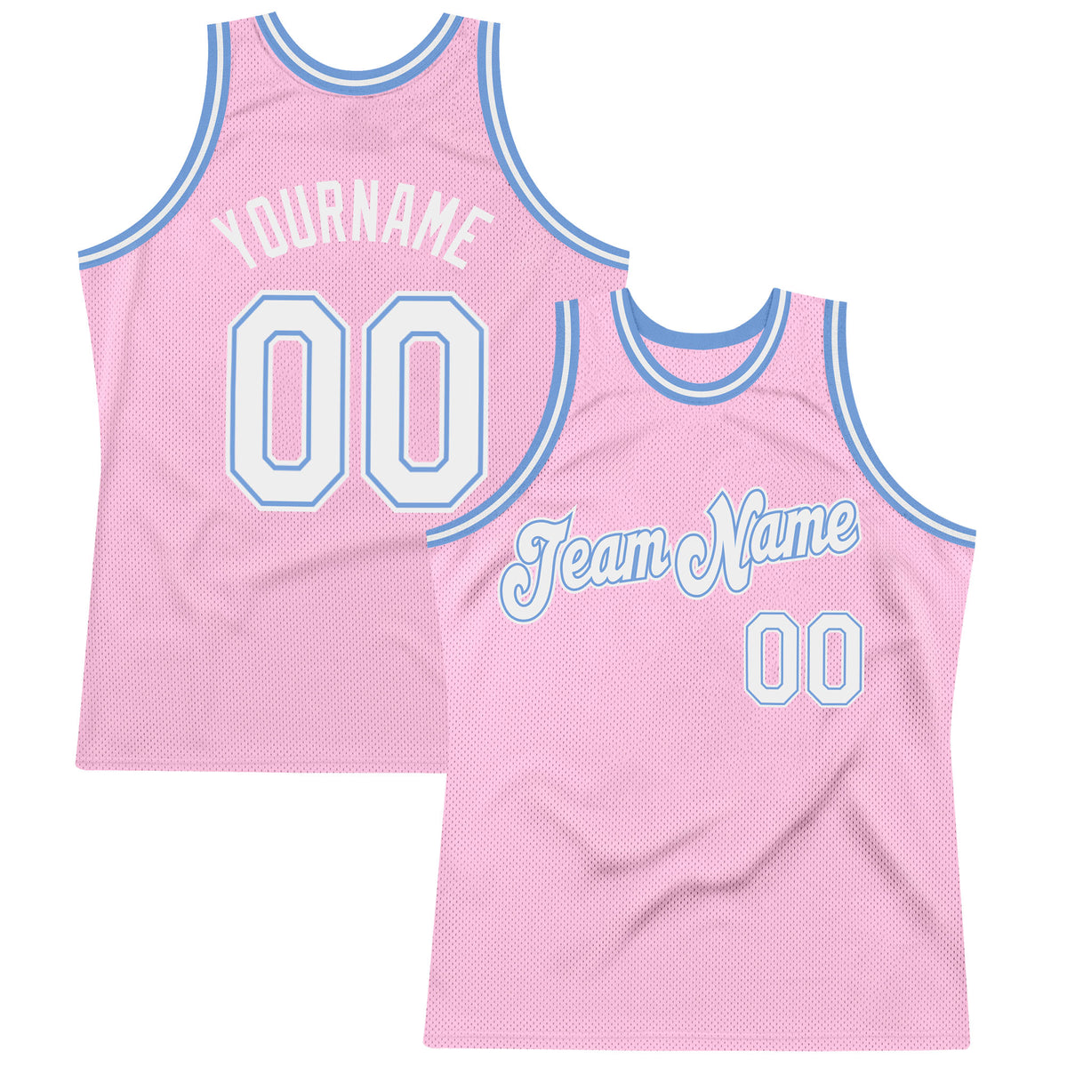 Custom Light Blue White-Red Authentic Throwback Basketball Jersey