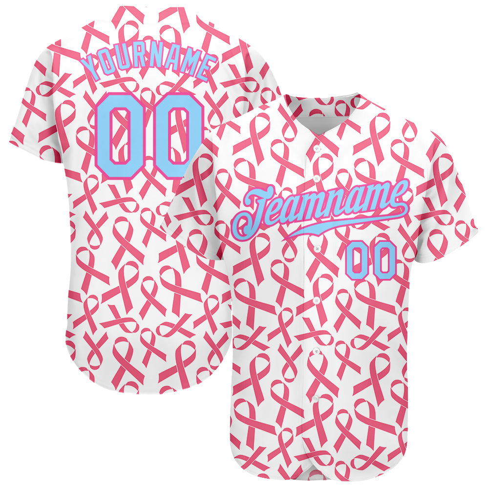 Custom Powder Blue Powder Blue-Pink Authentic Baseball Jersey Discount