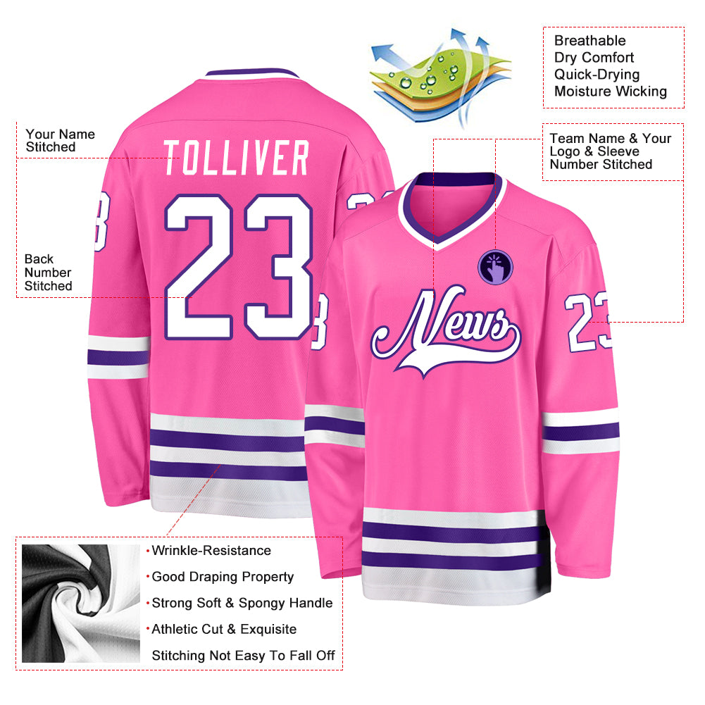 Cheap Custom Gold Purple-White Hockey Jersey Free Shipping