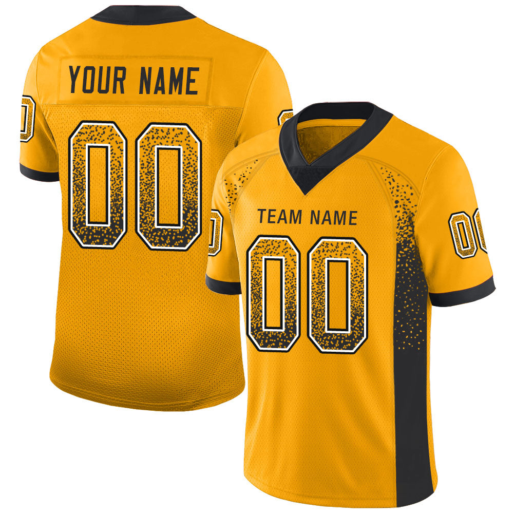 Custom Black Black-Gold Mesh Football Jersey - Fancustomjersey