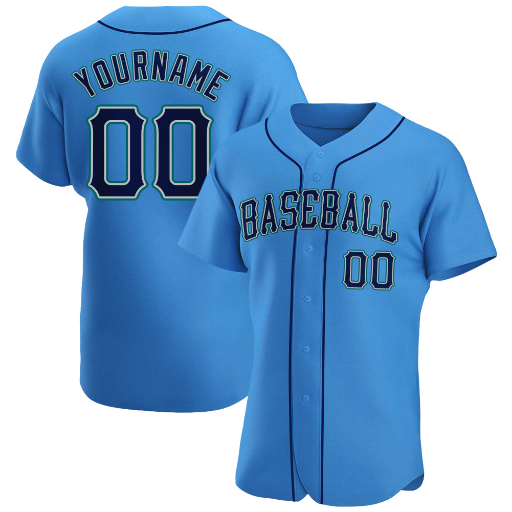  Aqua and White Pinstripe Custom Baseball Jersey