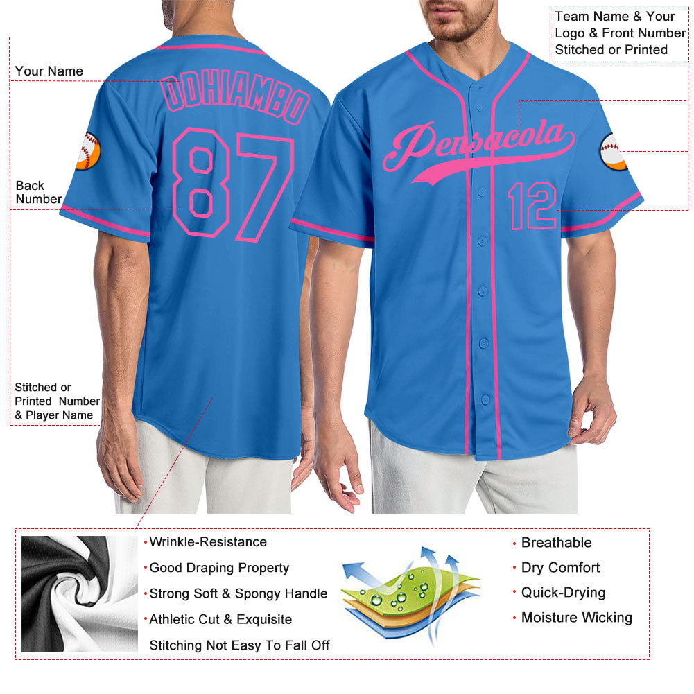 Custom Powder Blue Powder Blue-Pink Authentic Baseball Jersey Discount