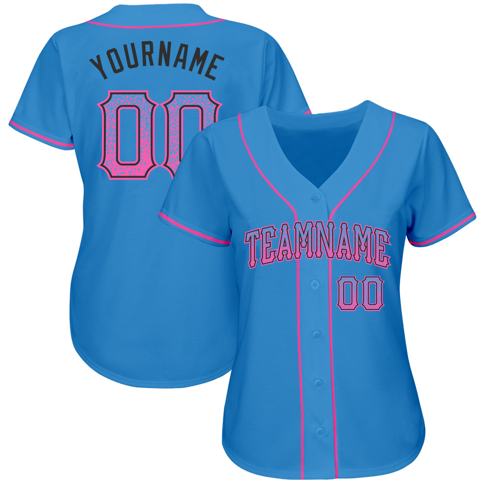 Custom Pink Blue-Black Gradient Fashion Authentic Baseball Jersey, Default Title