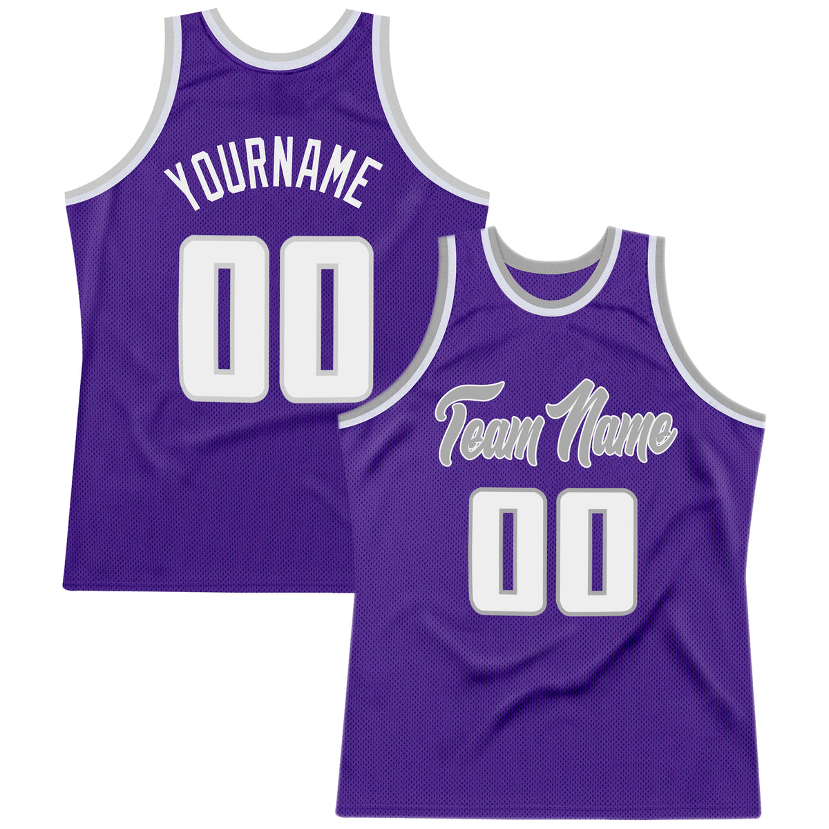 Custom Team Gold Basketball Purple Rib-Knit Jersey White