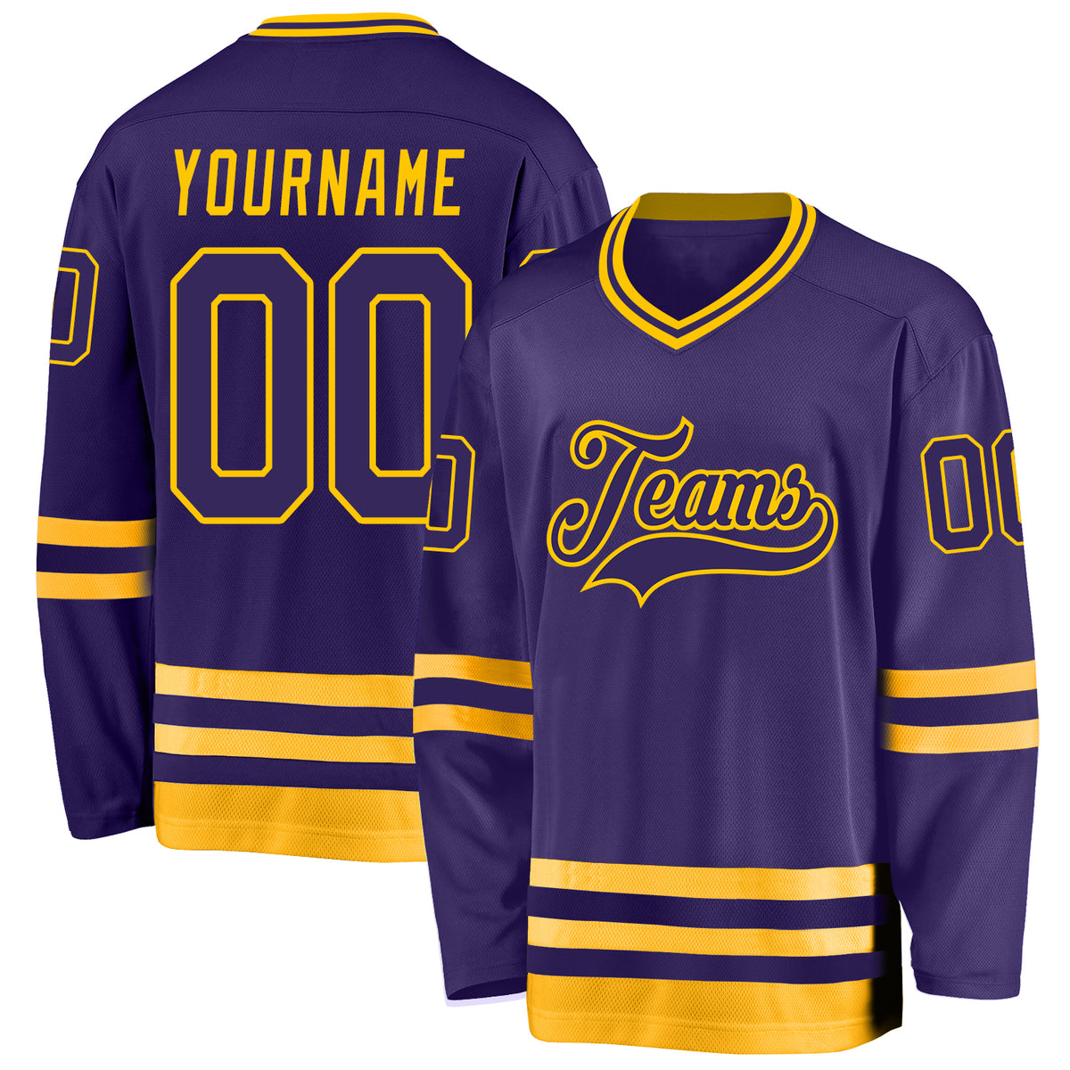 Custom Hockey Jersey White Purple-Gold