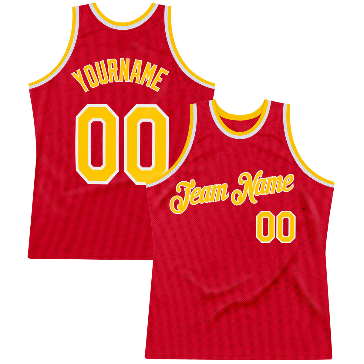 Custom Team Red Basketball Authentic Gold Throwback Jersey Black