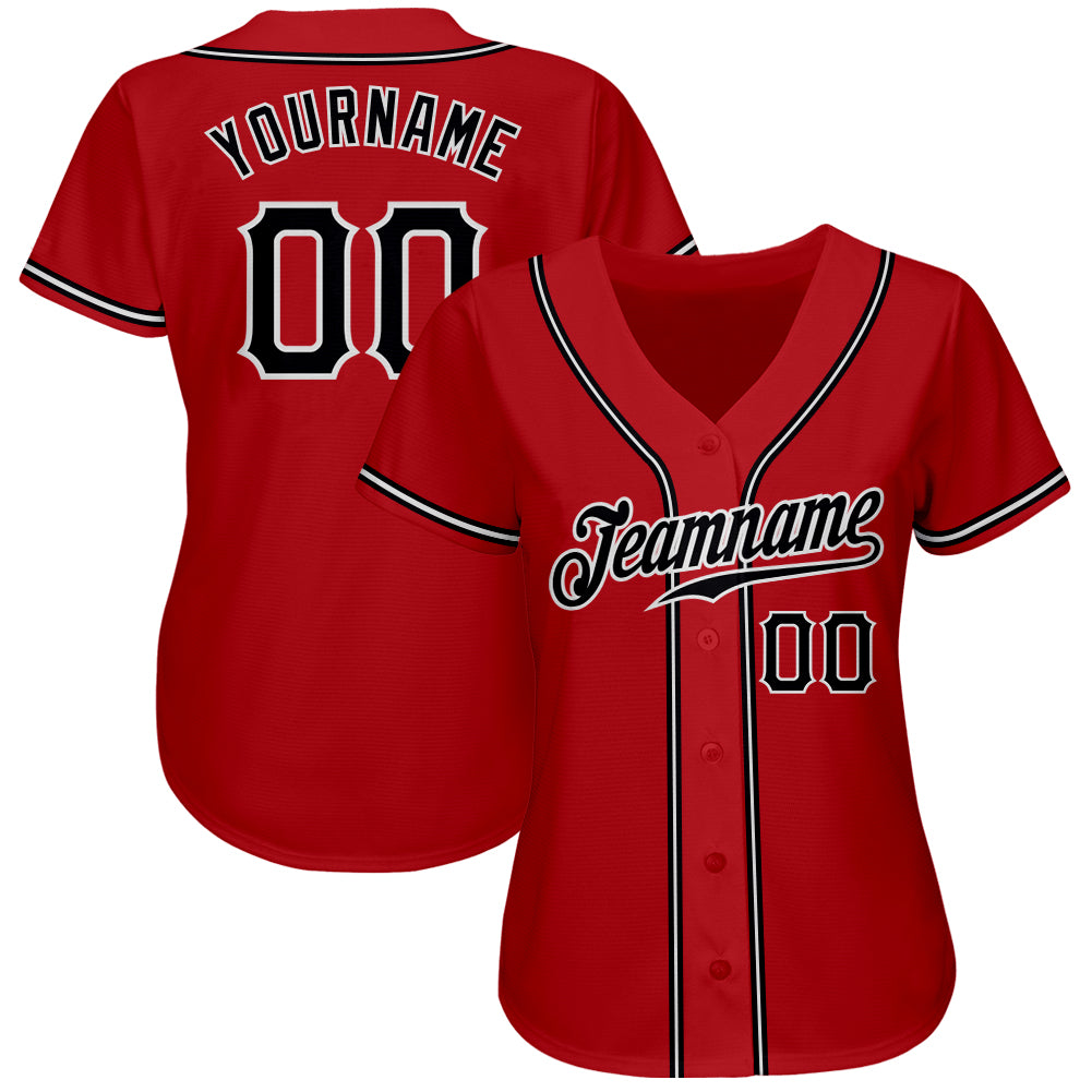 Custom Red Black-White Authentic Baseball Jersey Discount