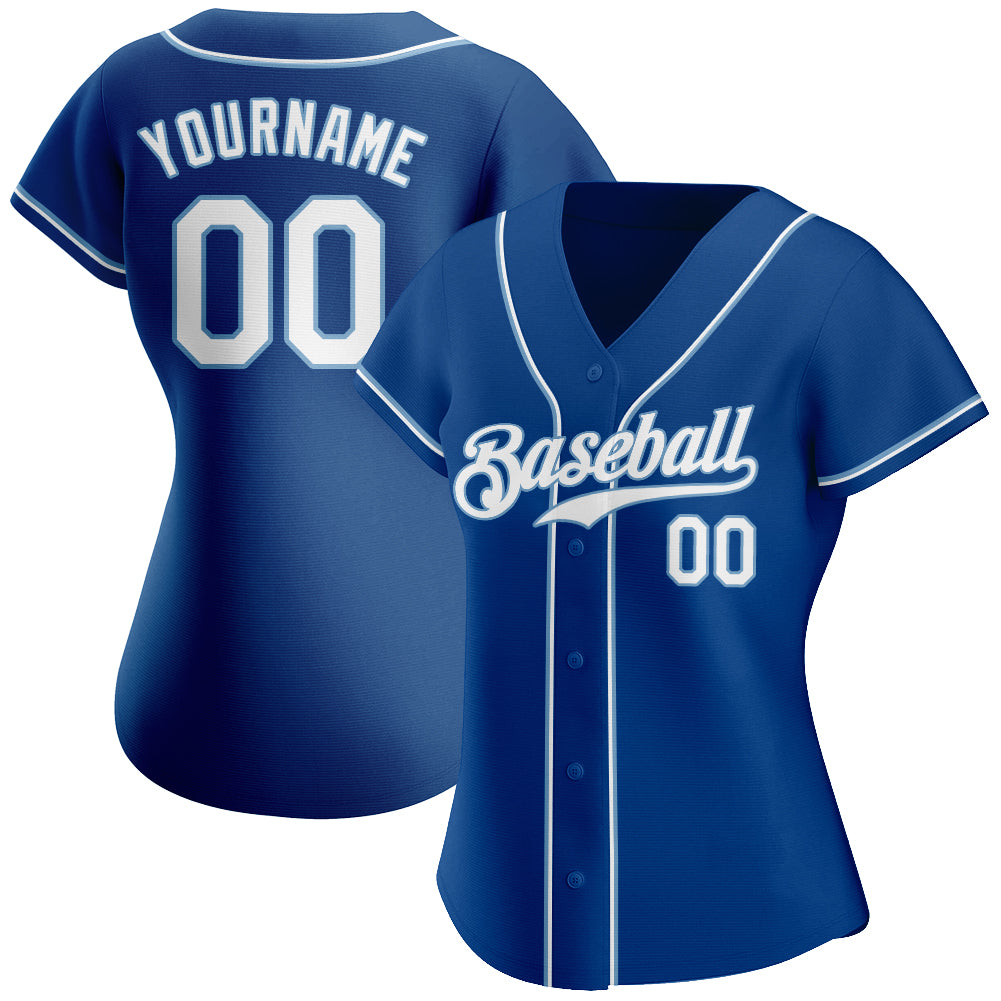 Custom Team Light Blue Baseball Authentic Royal Jersey White