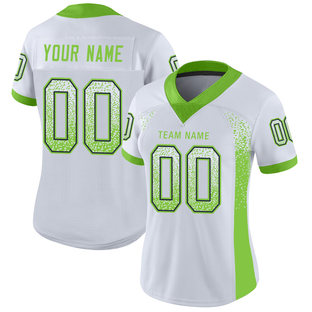 Custom Navy Neon Green-White Mesh Authentic Football Jersey