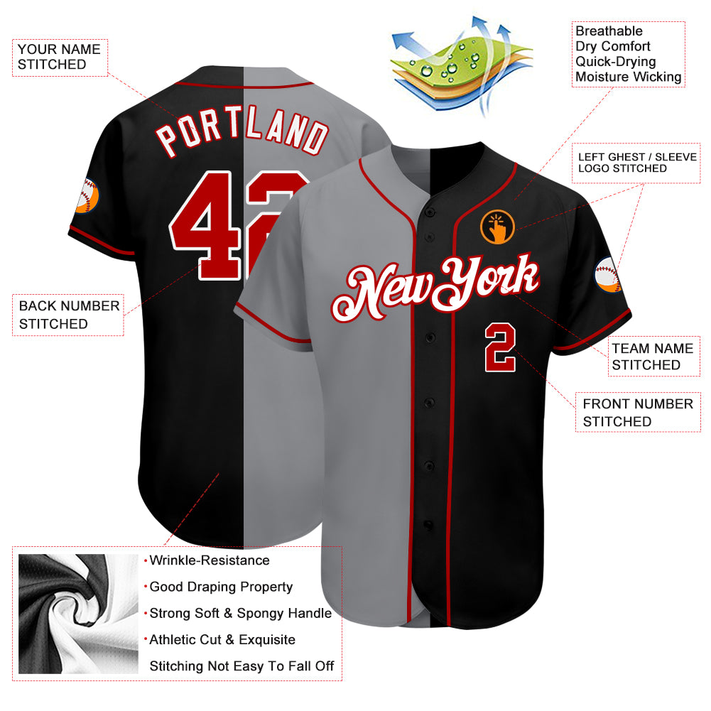 Cheap Custom Gray Black Pinstripe Red Authentic Baseball Jersey Free  Shipping – CustomJerseysPro