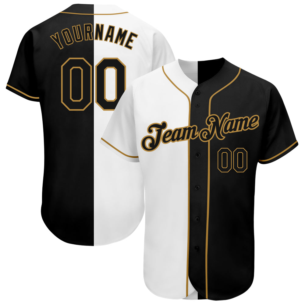 Custom Team Old Gold Baseball Authentic Black Jersey Black