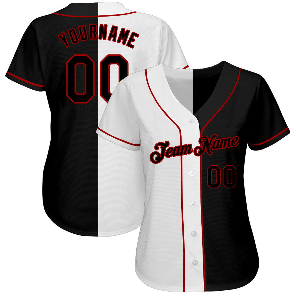 Customized Authentic Baseball Jersey White-Red-Black Mesh – Vients