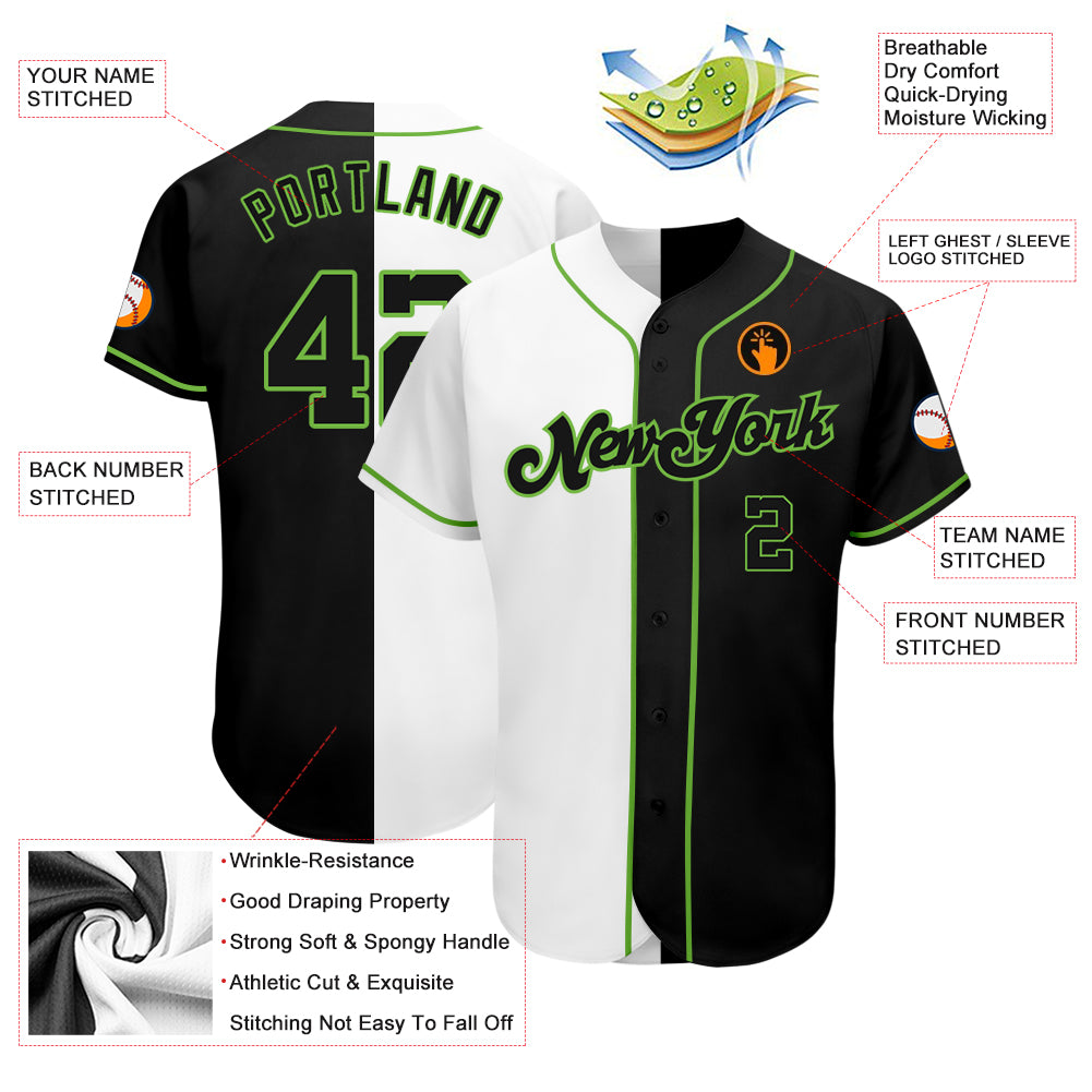 Custom Baseball Jersey Black Neon Green Authentic Youth Size:M