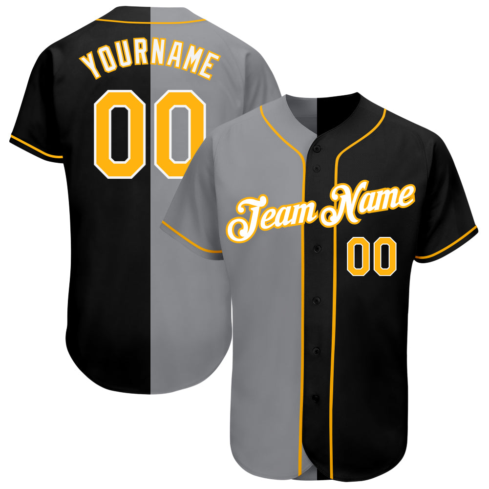 Sale Build Gold Baseball Authentic Gray Jersey Black – CustomJerseysPro