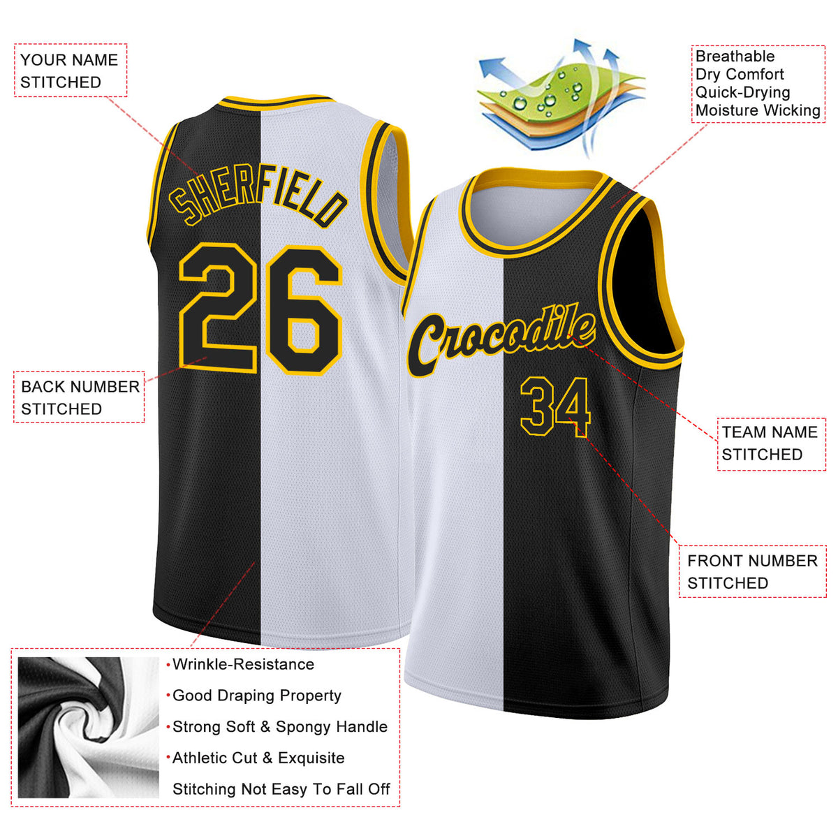 Cheap Custom Black White-Gold Authentic Fade Fashion Basketball Jersey Free  Shipping – CustomJerseysPro