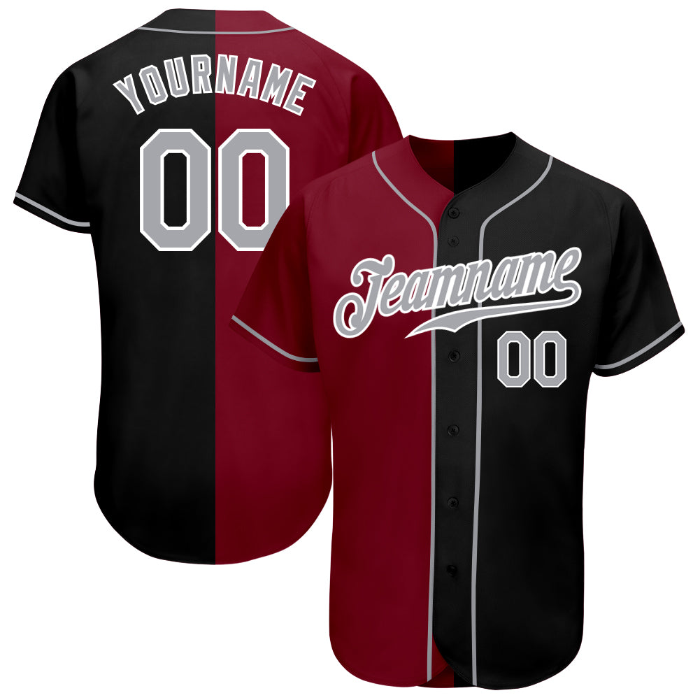 Cheap Custom Gray Red-Black Authentic Two Tone Baseball Jersey