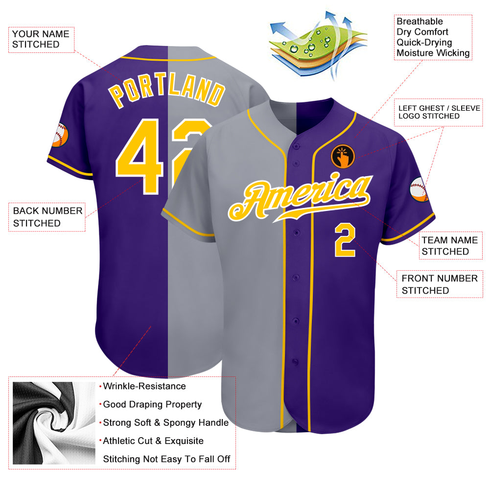 Purple and hot sale gold baseball jersey