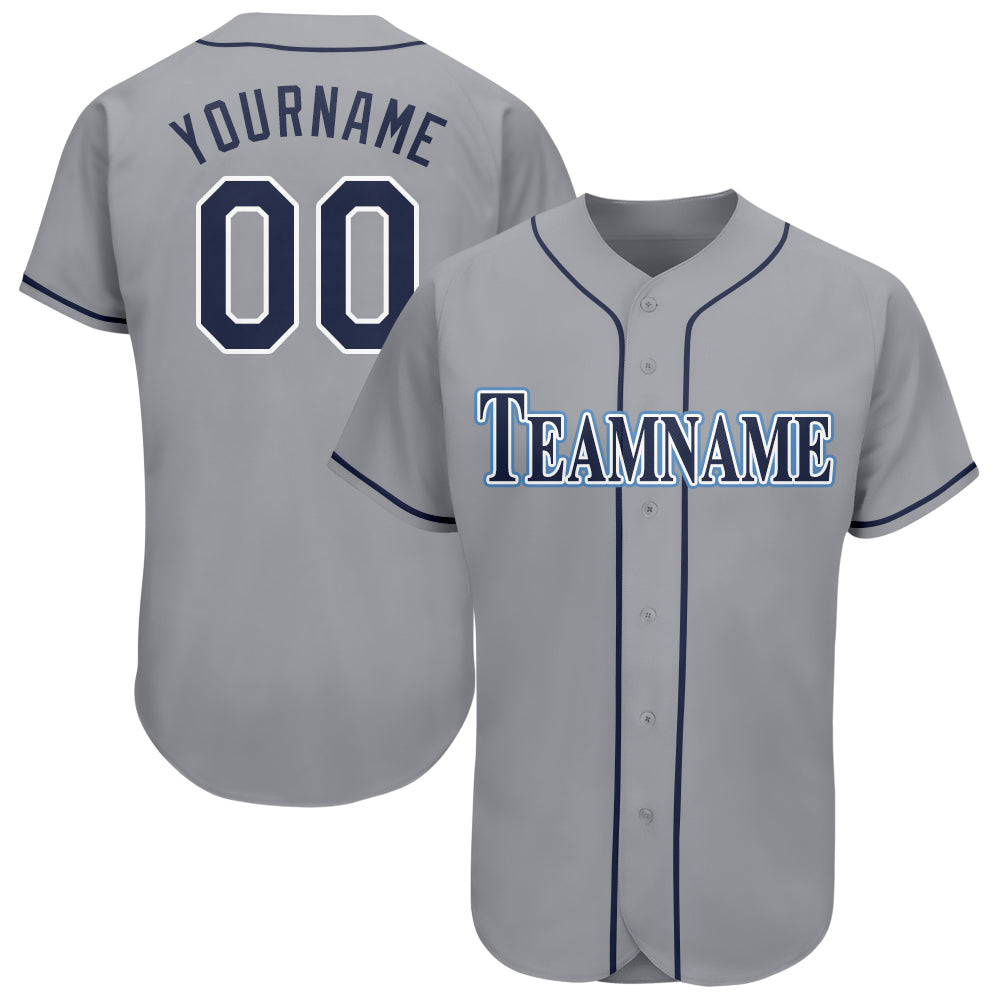 Grey and blue baseball on sale jersey