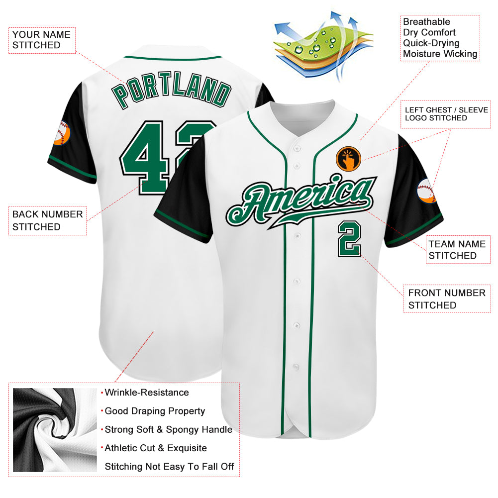 Custom Kelly Green White-Gold Baseball Jersey – FanCustom