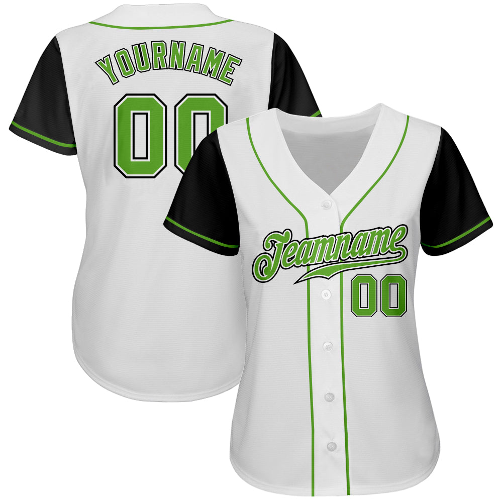 White Green Custom V-Neck Baseball Softball Jerseys | YoungSpeeds
