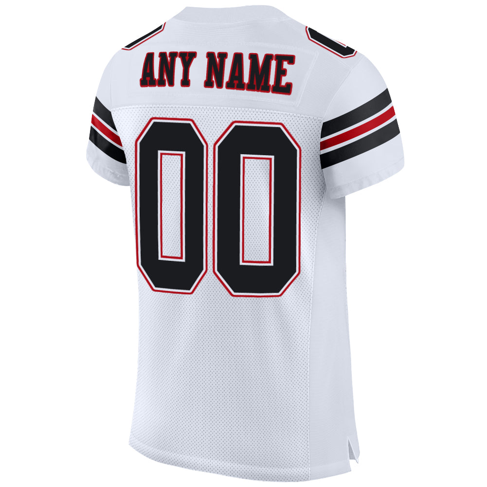 Custom Black Black-Red Authentic Football Jersey Preschool Size:M