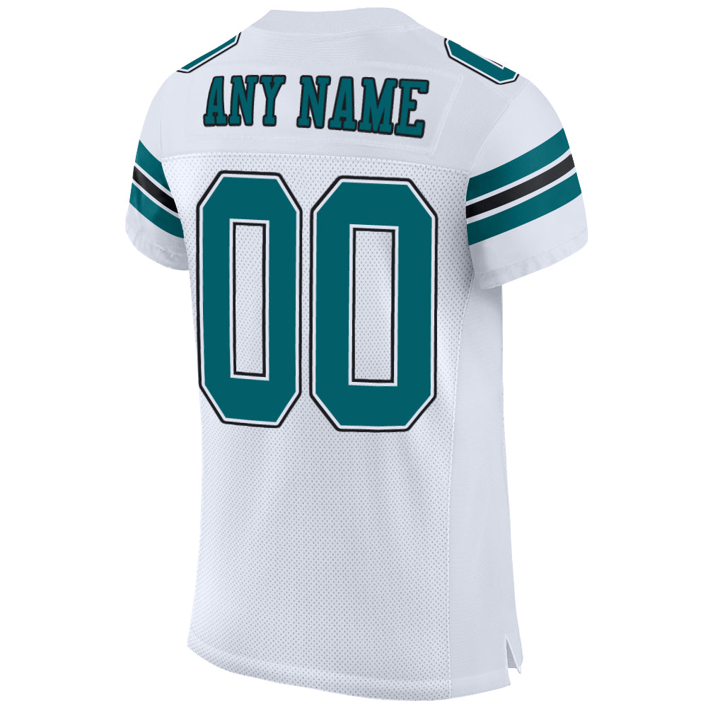 Custom Teal Black-White Mesh Authentic Football Jersey