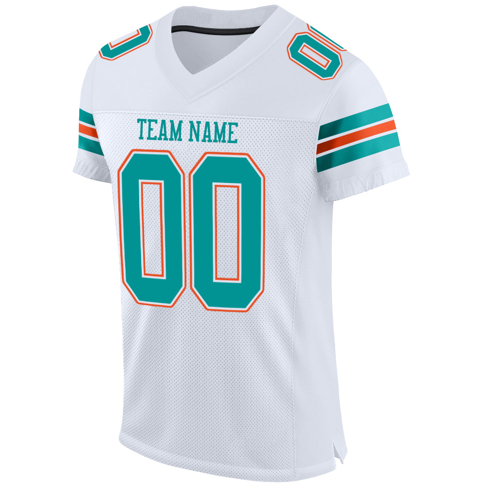 Custom Orange Green-White Mesh Authentic Football Jersey