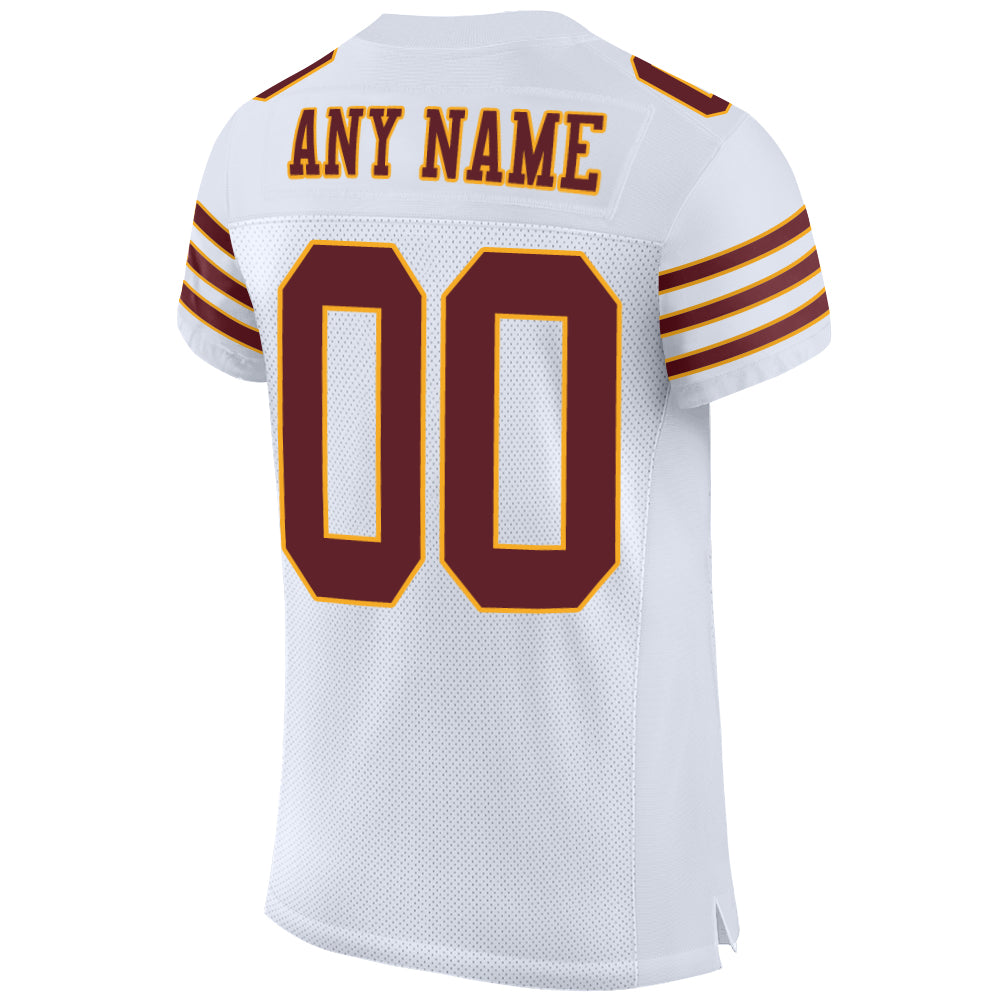 Custom Brown Gold-White Mesh Authentic Football Jersey