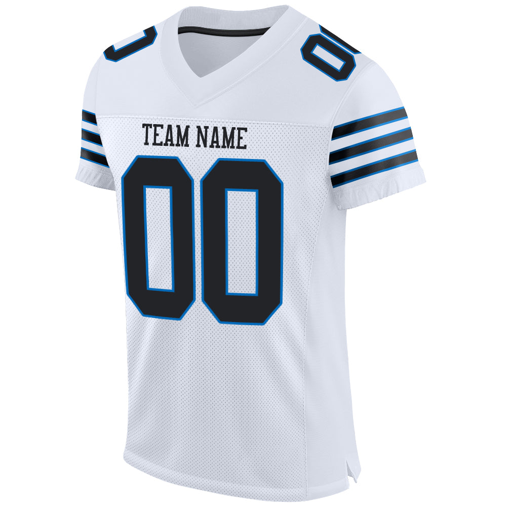 Custom Black Panther Blue-White Mesh Authentic Football Jersey