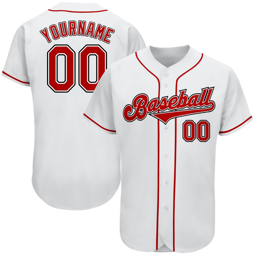 Custom White Red-Black Authentic Two Tone Baseball Jersey