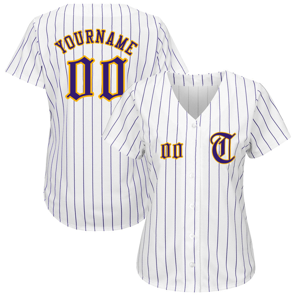 Custom Purple White-Gold Authentic Baseball Jersey