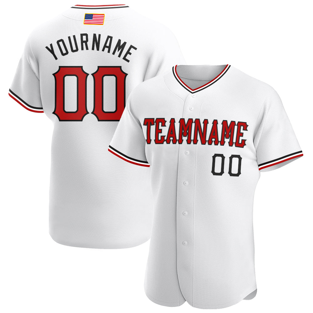 Custom Team White Baseball Authentic Gray Jersey Red