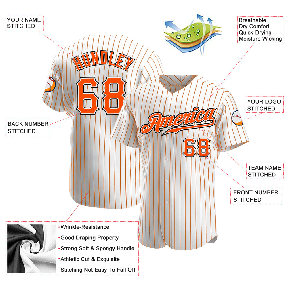 Custom Baseball Jersey Orange White Pinstripe Brown-White Authentic Men's Size:XL