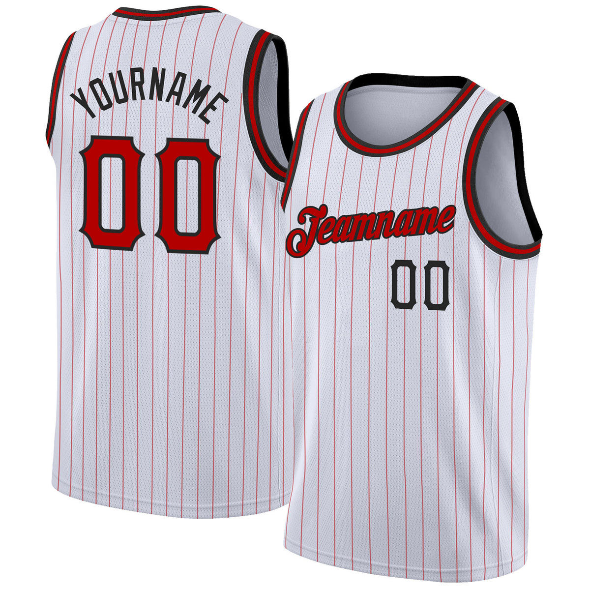 Custom Teal White Pinstripe White-Red Authentic Basketball Jersey Discount