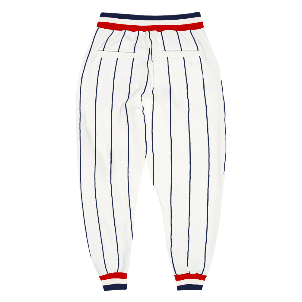 Custom White Black Pinstripe Red-Black Sports Pants Men's Size:XS