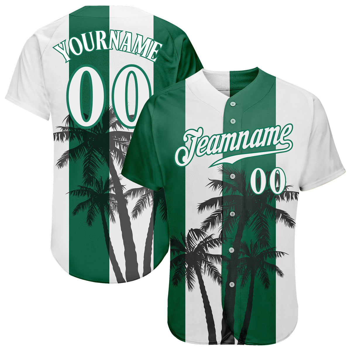 Custom 3D Pattern Design Hawaii Coconut Trees Authentic Baseball