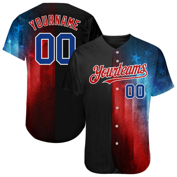 Custom Blue Red-White 3D American Flag Fashion Authentic Baseball Jersey