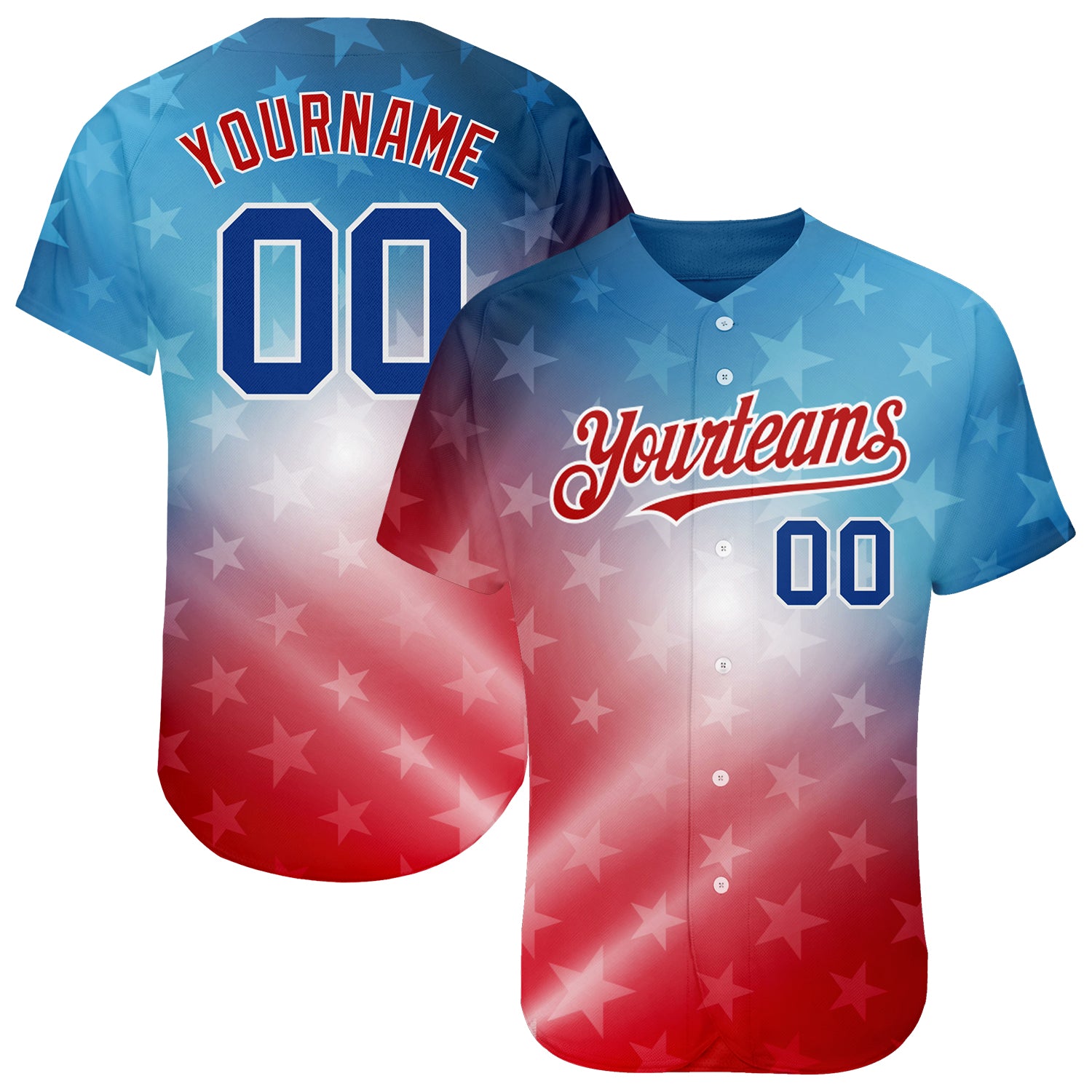  Red America 3D Baseball Jersey, Custom USA America 3D