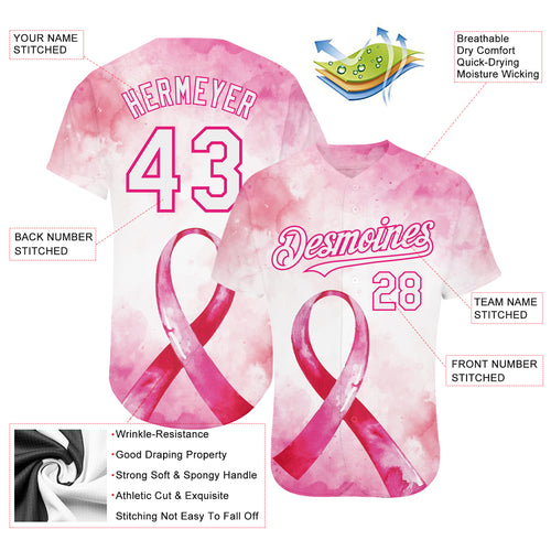  Custom Abstract Pink Glitter Baseball Jersey