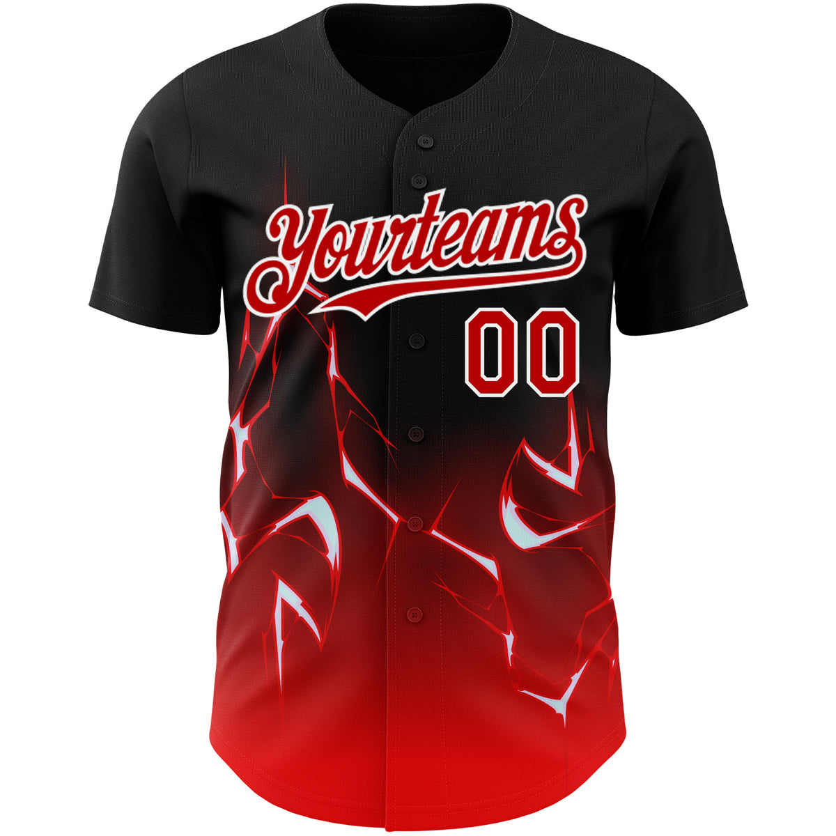 Custom Black Red-White 3D Pattern Design Lightning Authentic Baseball ...