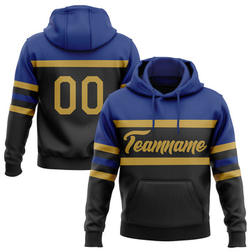 Custom Stitched Black Old Gold-Royal Line Sports Pullover Sweatshirt Hoodie