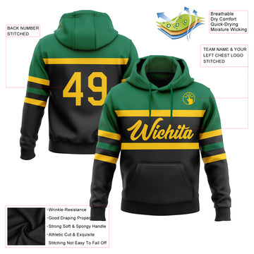 Custom Stitched Black Yellow-Kelly Green Line Sports Pullover Sweatshirt Hoodie