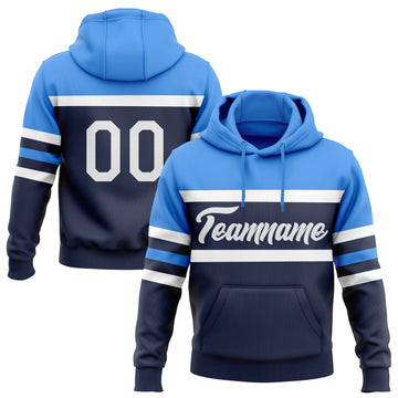 Custom Stitched Navy White-Powder Blue Line Sports Pullover Sweatshirt Hoodie