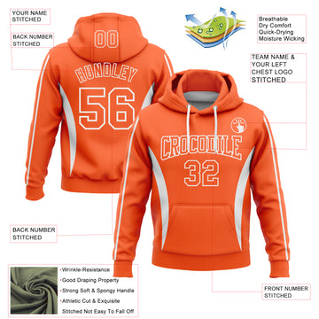 Custom Stitched Orange White 3D Pattern Design Color Blocking Stripe Sports Pullover Sweatshirt Hoodie