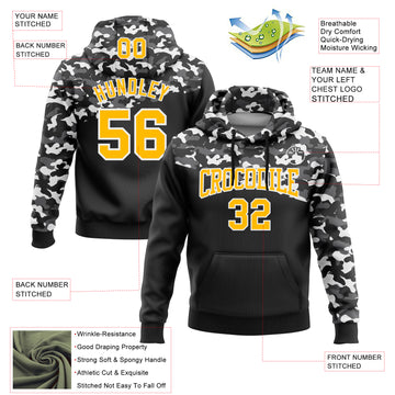 Custom Stitched Camo Gold Black-Steel Gray 3D Sports Pullover Sweatshirt Salute To Service Hoodie