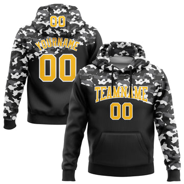 Custom Stitched Camo Gold Black-Steel Gray 3D Sports Pullover Sweatshirt Salute To Service Hoodie