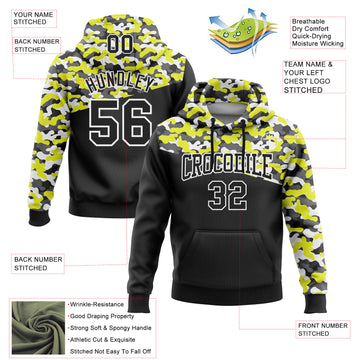 Custom Stitched Camo Black Neon Yellow-Steel Gray 3D Sports Pullover Sweatshirt Salute To Service Hoodie