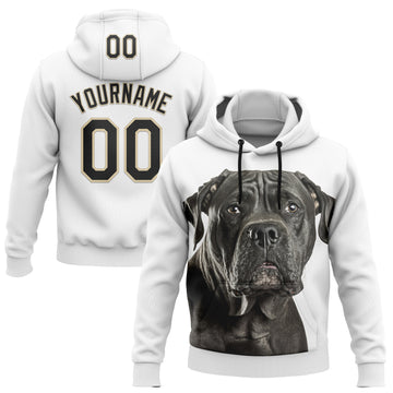 Custom Stitched White Black-Cream 3D Pattern Design Italiano Cane Corso Dog Sports Pullover Sweatshirt Hoodie