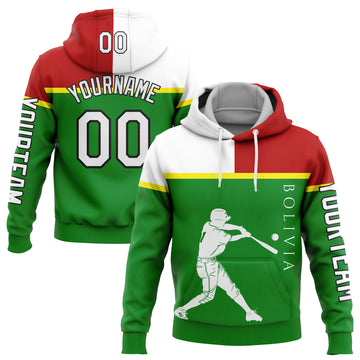 Custom Stitched Grass Green Red Light Yellow-Black 3D Bolivia Bolivian Flag Sports Pullover Sweatshirt Hoodie